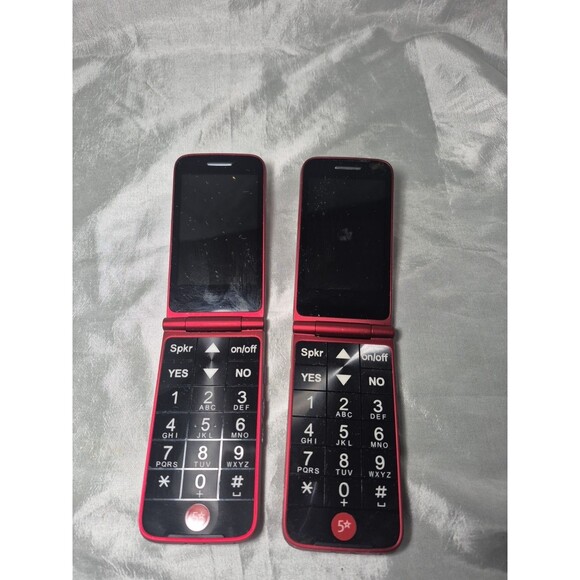 Greatcall Lively Jitterbug Flip 2 Cell Phone Alcatel 4043S Red UNTESTED LOT OF 2 - Picture 7 of 9